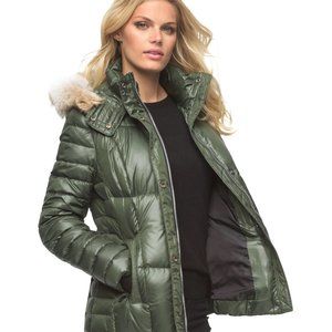 ANDREW MARC Women's Coyote Fur Trim Puffer Jacket